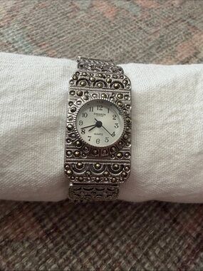 Silver-Tone Swanson Marcasite-Style Bracelet Watch for Women